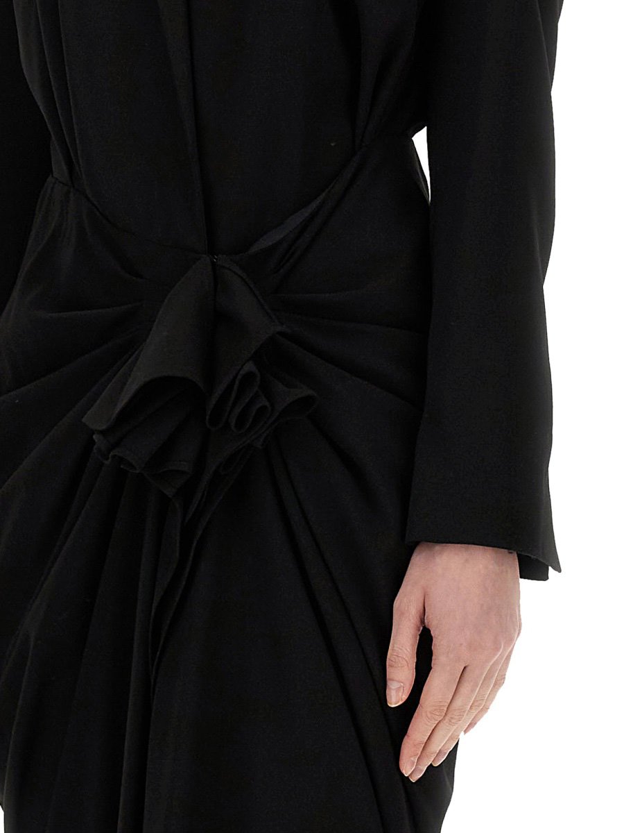 Dries van Noten Slim Fit Midi Dress With Tailored Silhouette Zwart