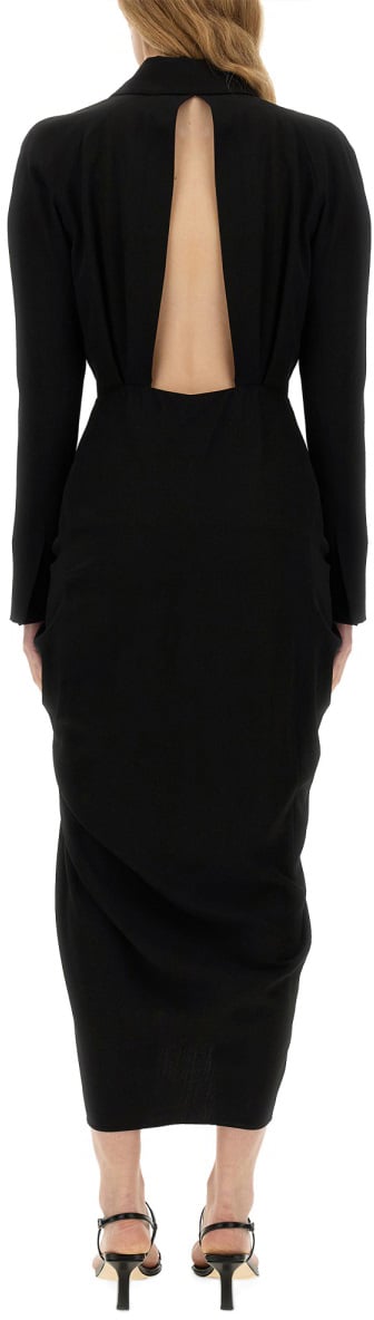 Dries van Noten Slim Fit Midi Dress With Tailored Silhouette Zwart