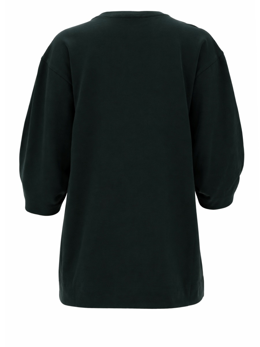 Dries van Noten Cotton Voluminous Ruched Short Sleeve T-Shirt Zwart
