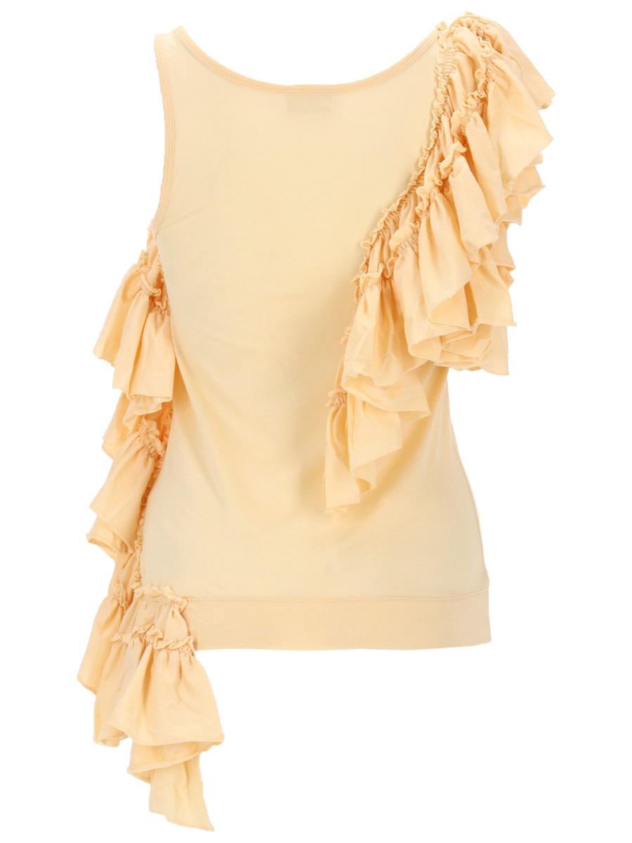 Dries van Noten Neutrals Cascading Ruffles Fitted Tank Top Neutraal
