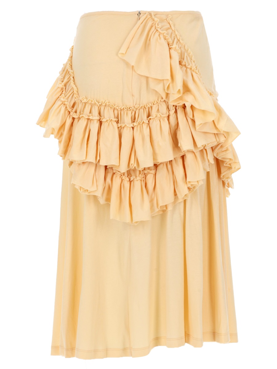 Dries van Noten Draped Ruched Layered Cotton Midi Skirt Neutraal