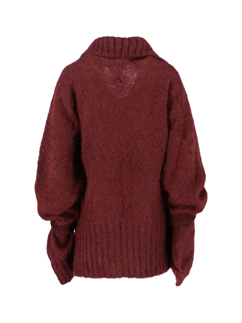 Dries van Noten Oversized Mohair-Blend Cardigan – Bordeaux Rood