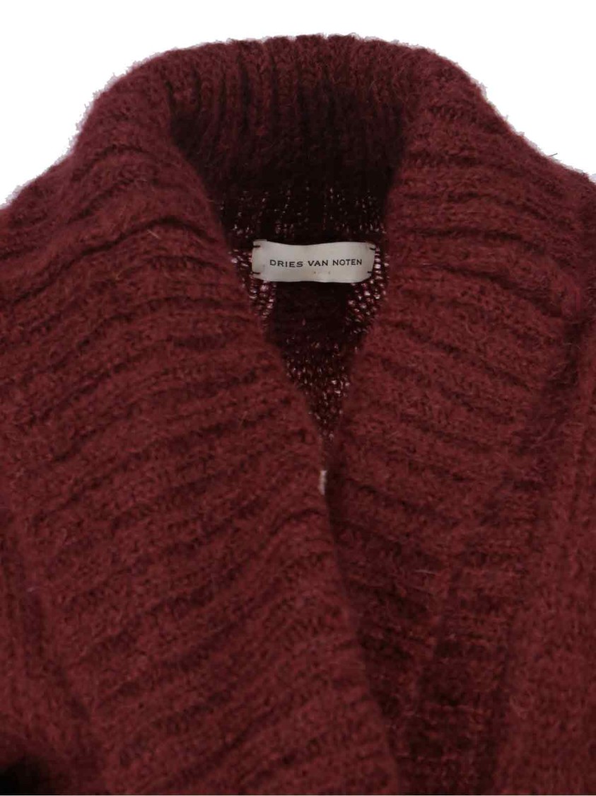 Dries van Noten Oversized Mohair-Blend Cardigan – Bordeaux Rood