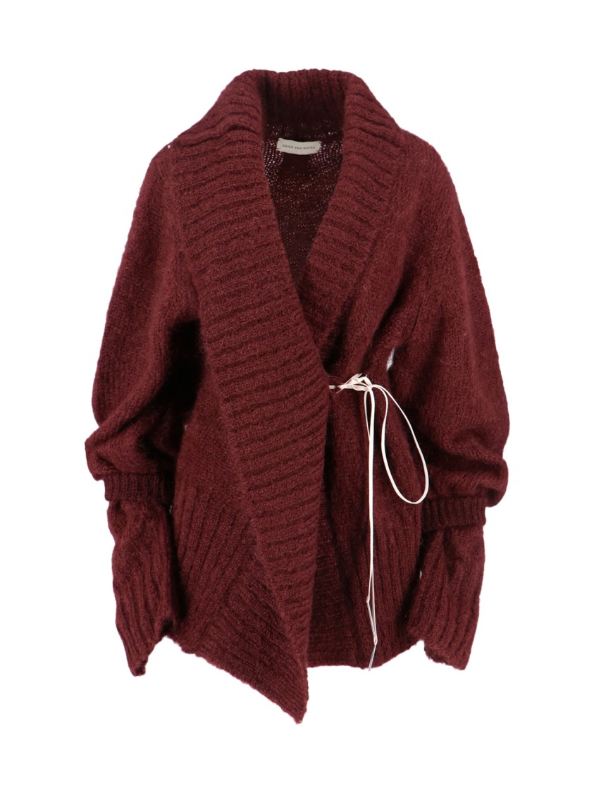 Dries van Noten Oversized Mohair-Blend Cardigan – Bordeaux Rood
