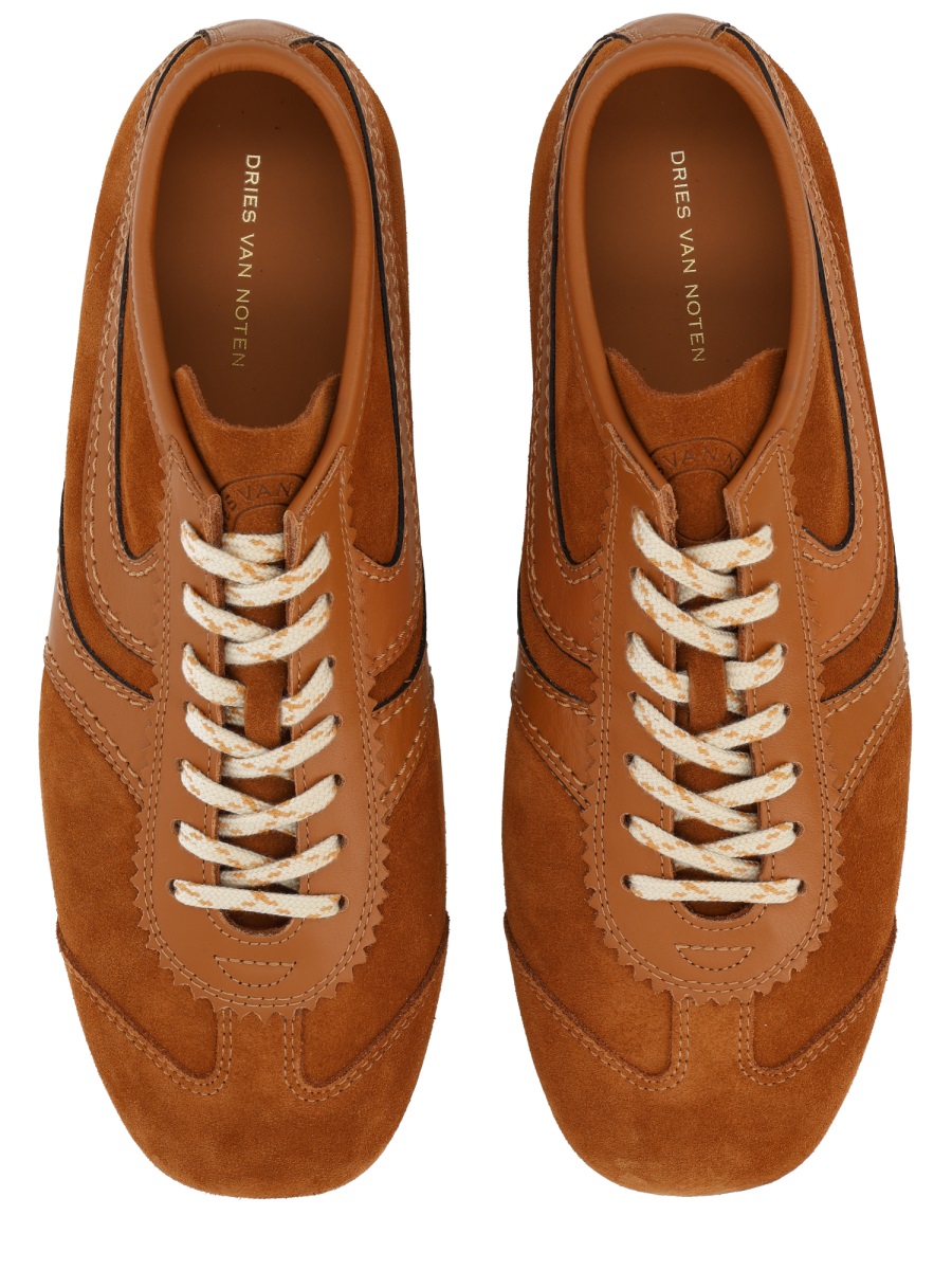 Dries van Noten Brown Smooth Suede Retro Sneakers Bruin