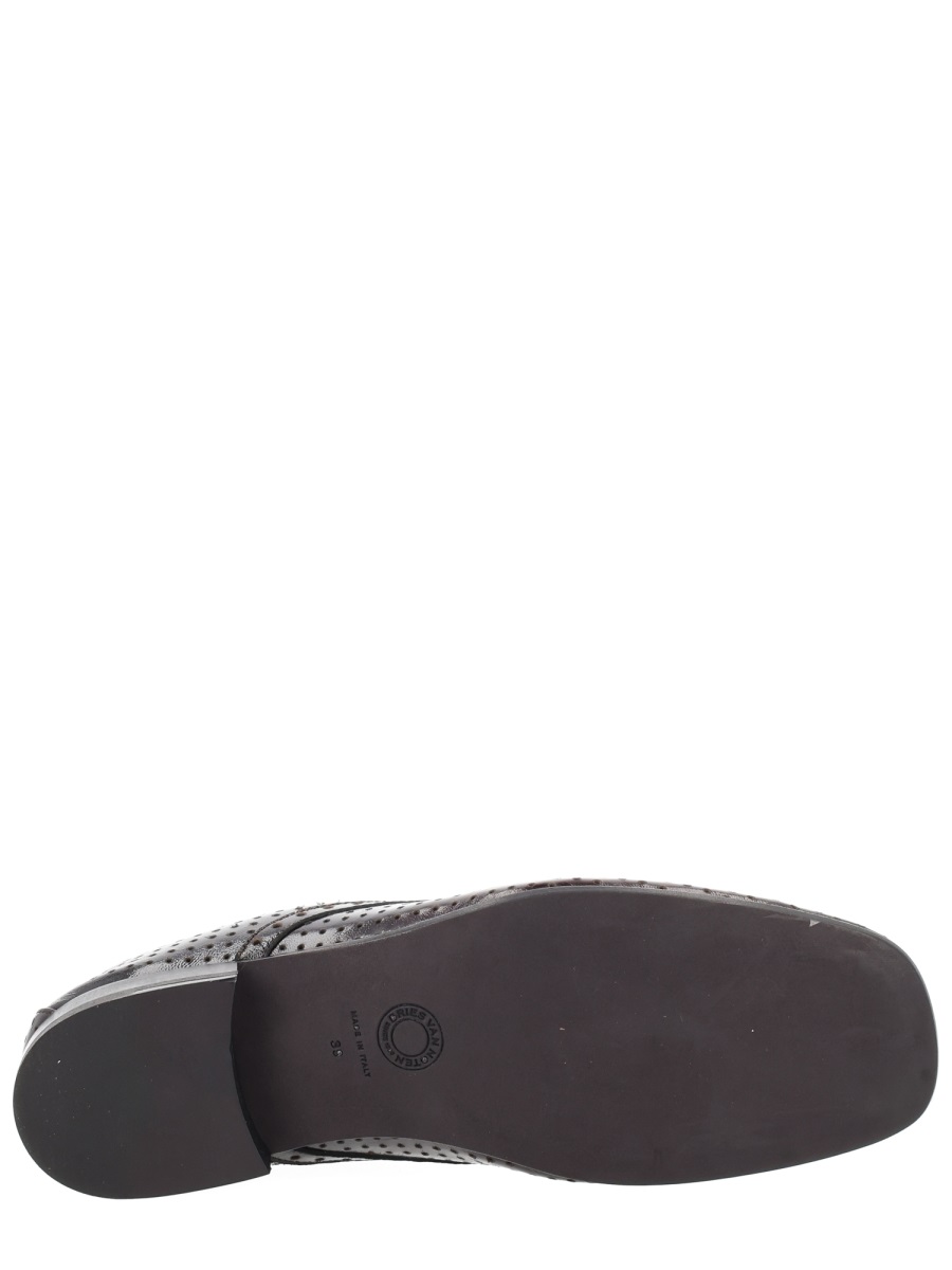 Dries van Noten Pointed Toe Perforated Laces Loafers Zwart