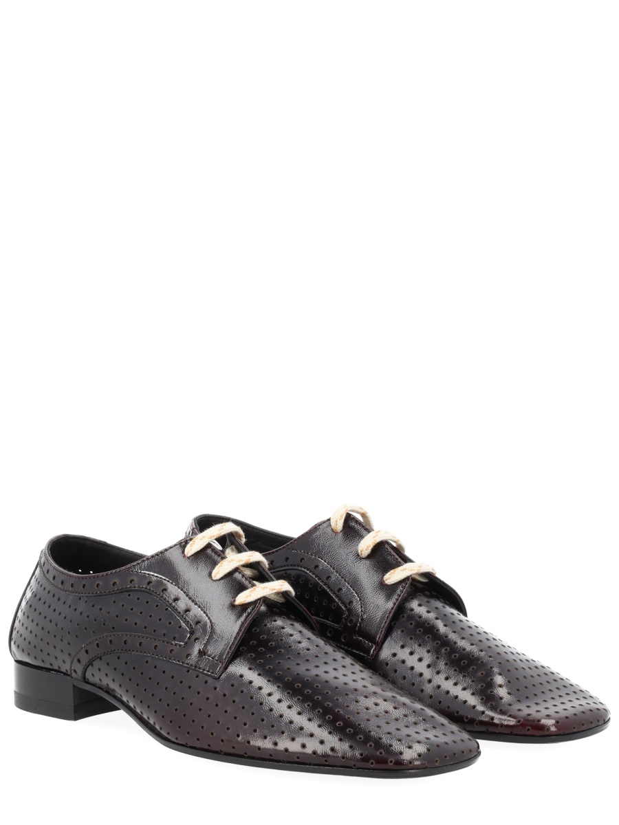 Dries van Noten Pointed Toe Perforated Laces Loafers Zwart