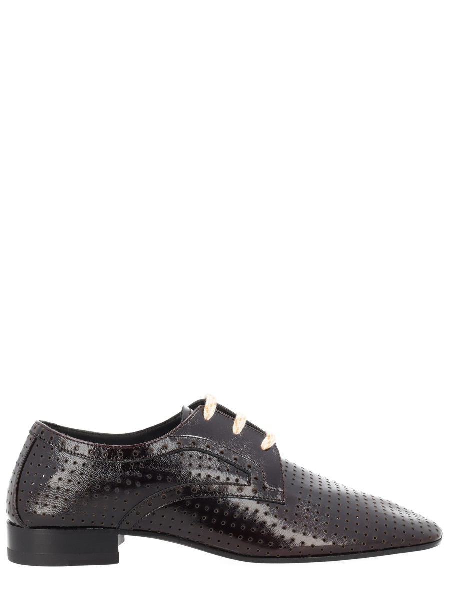 Dries van Noten Pointed Toe Perforated Laces Loafers Zwart
