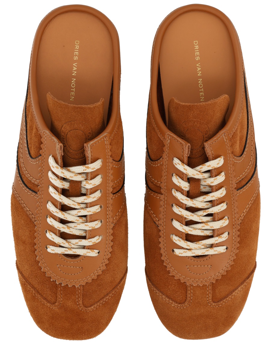 Dries van Noten Warm Brown Slip-On Backless Suede Sneakers Oranje