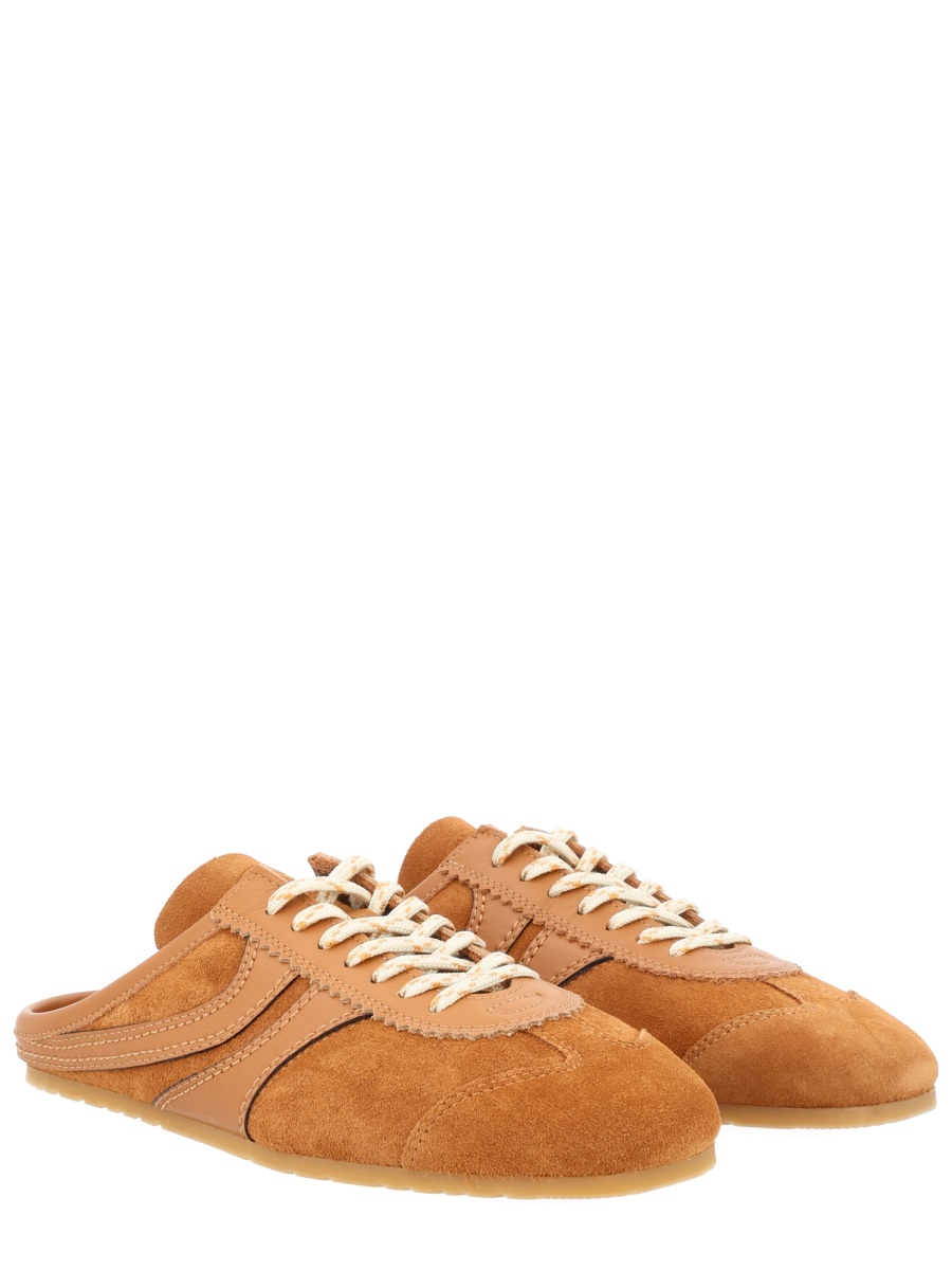 Dries van Noten Warm Brown Slip-On Backless Suede Sneakers Oranje