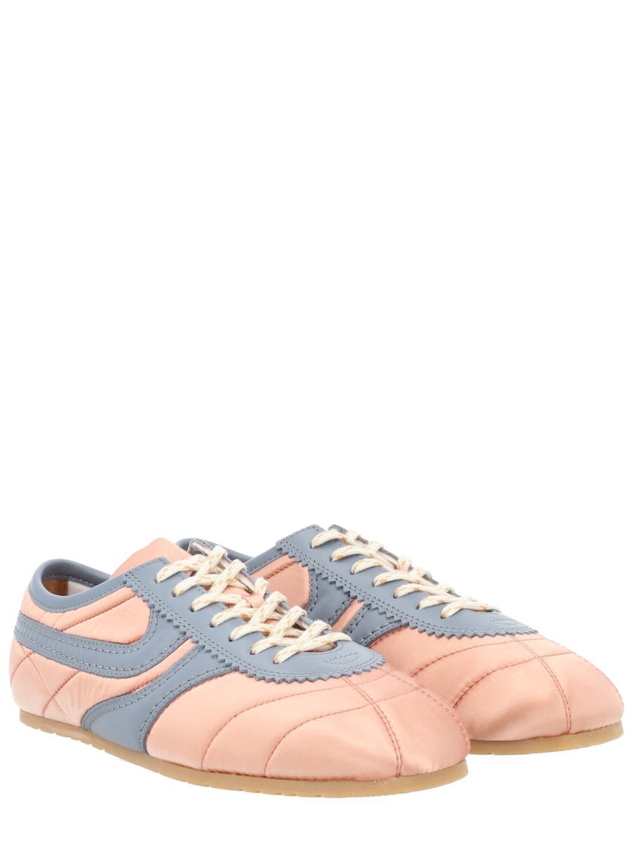 Dries van Noten Quilted Satin Finish Blue Accent Sneakers Bruin