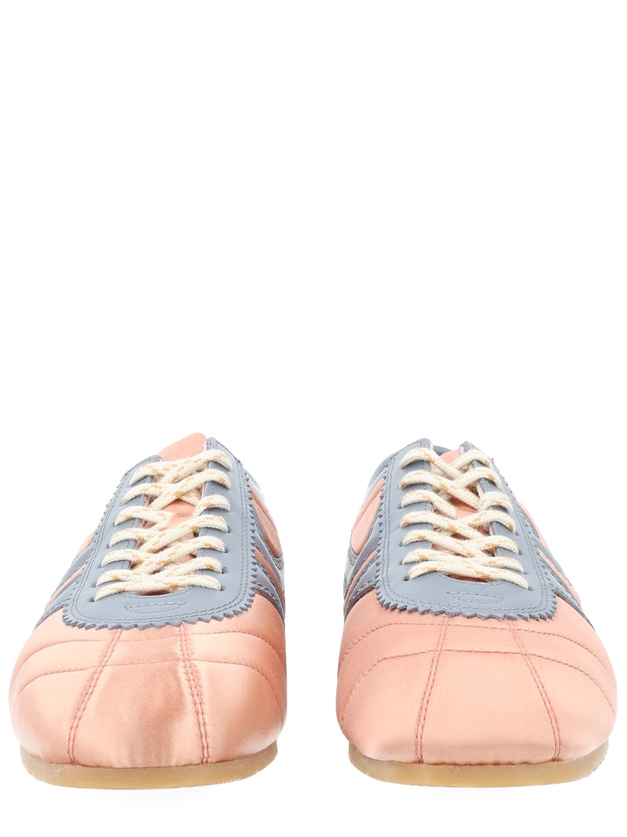 Dries van Noten Quilted Satin Finish Blue Accent Sneakers Bruin