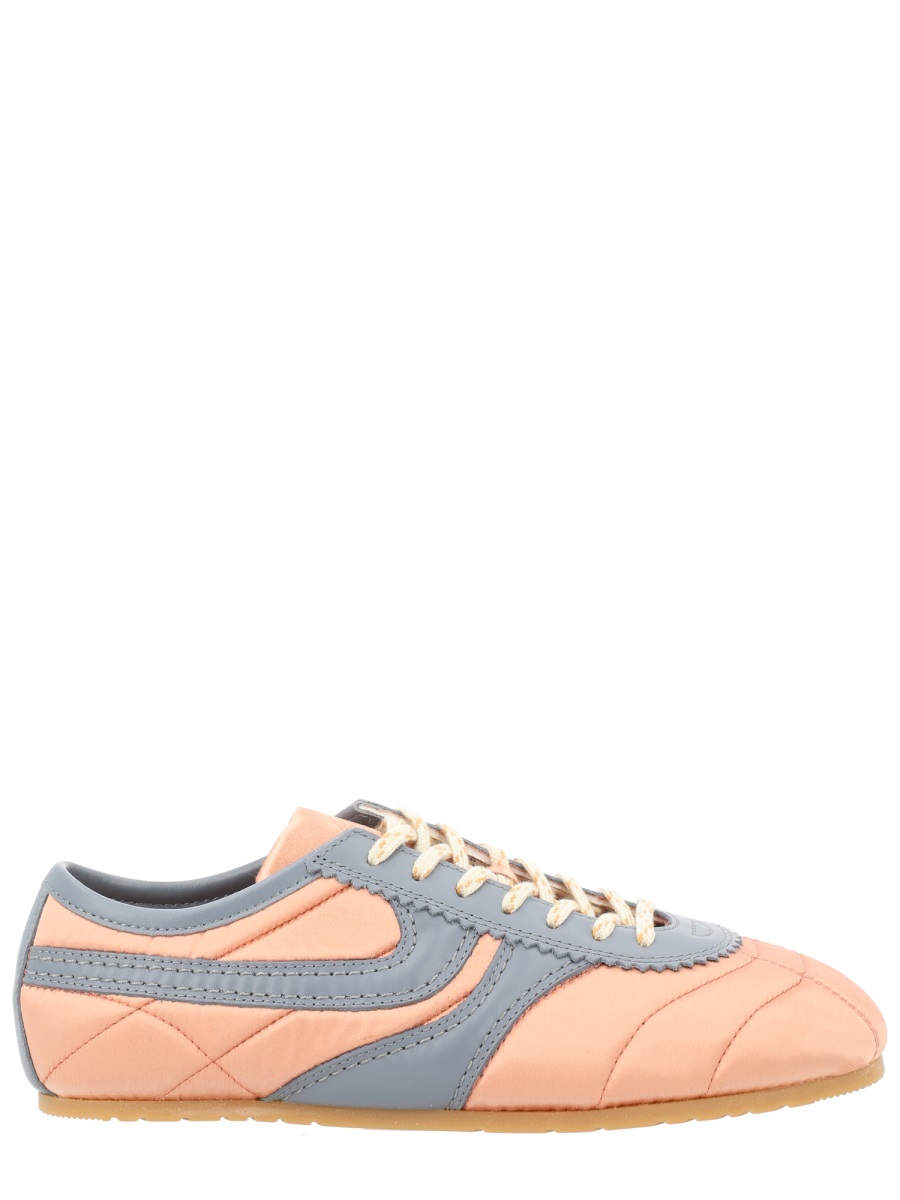Dries van Noten Quilted Satin Finish Blue Accent Sneakers Bruin