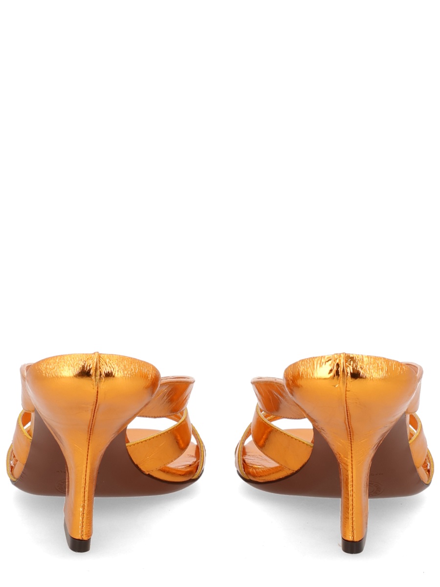 Dries van Noten Neutrals Metallic Cross Straps Block Heel Sandals Geel