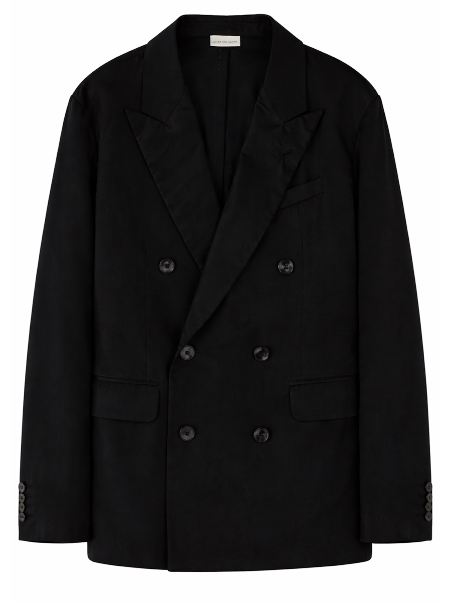 Dries van Noten Balto Viscose-Blend Double-Breasted Blazer Zwart