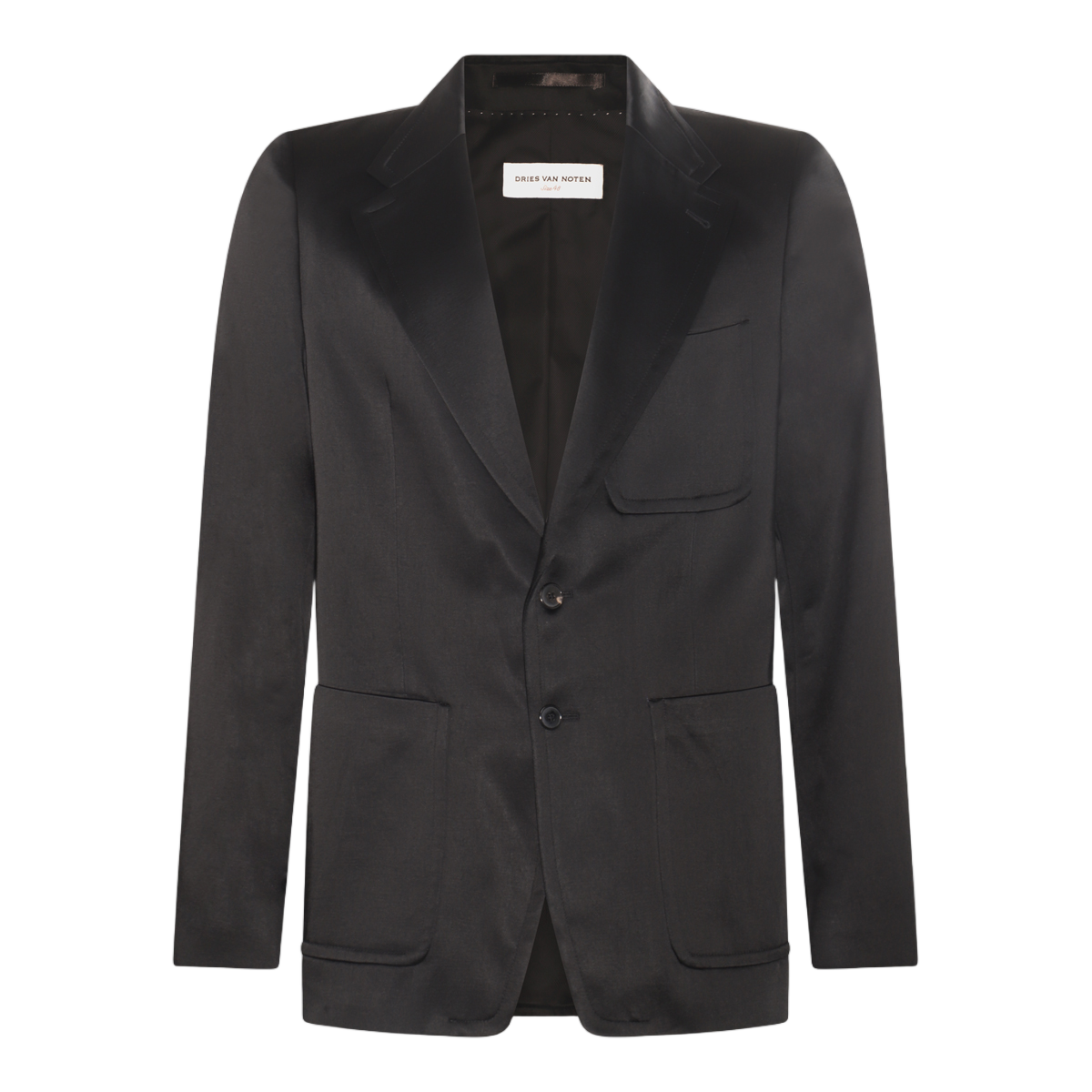 Dries van Noten Tailored Black Jacket With Classic Two-Button Closure Zwart