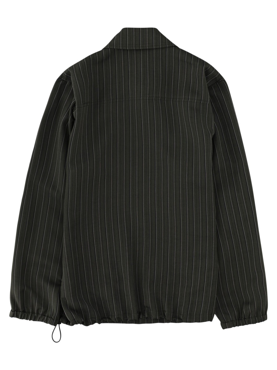 Dries van Noten Vorries Pinstripes Adjustable Cuffs Viscose Jacket Zwart