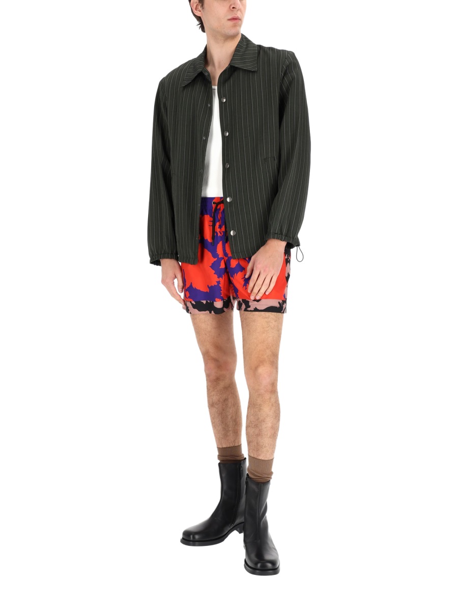 Dries van Noten Vorries Pinstripes Adjustable Cuffs Viscose Jacket Zwart