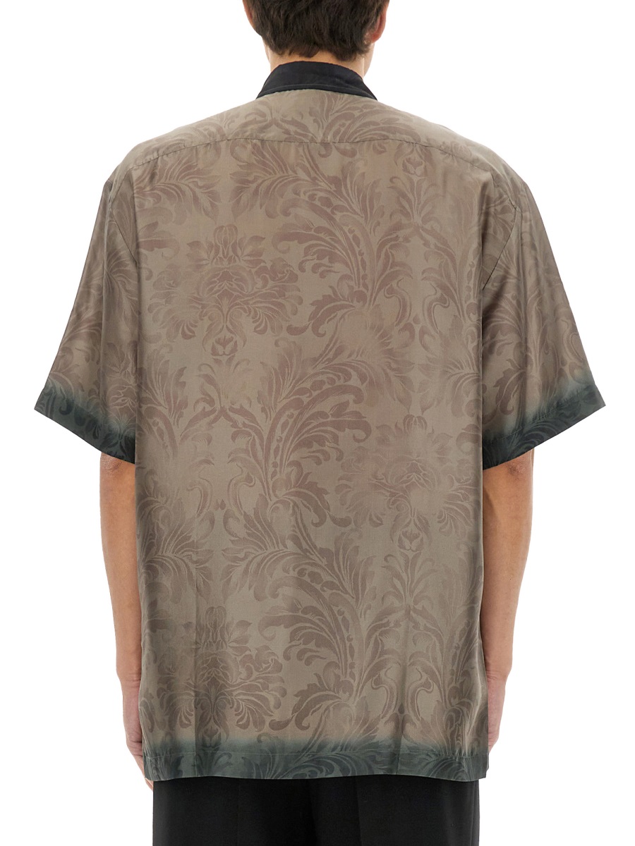 Dries van Noten Classic Button-Down Silk Shirt With Pointed Collar Bruin