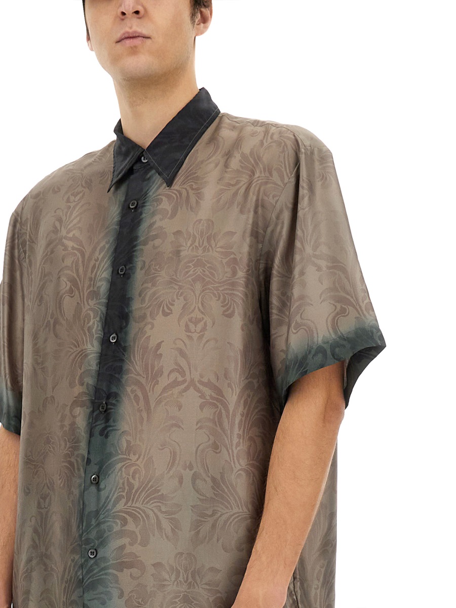 Dries van Noten Classic Button-Down Silk Shirt With Pointed Collar Bruin