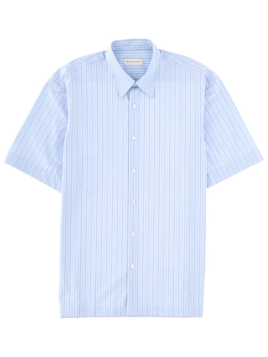 Dries van Noten Neutral Cassidye Relaxed Pinstripe Cotton Shirt Blauw