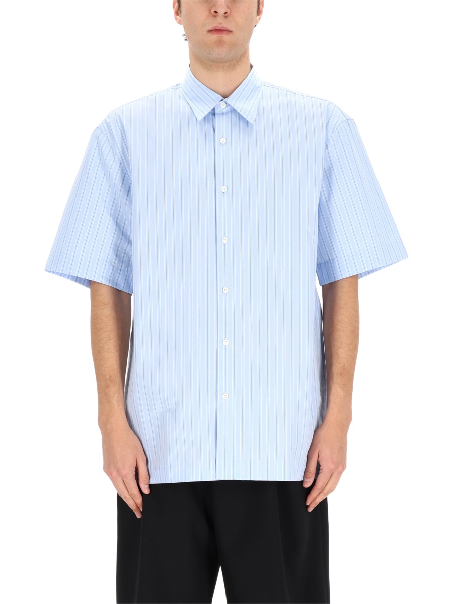 Dries van Noten Neutral Cassidye Relaxed Pinstripe Cotton Shirt Blauw