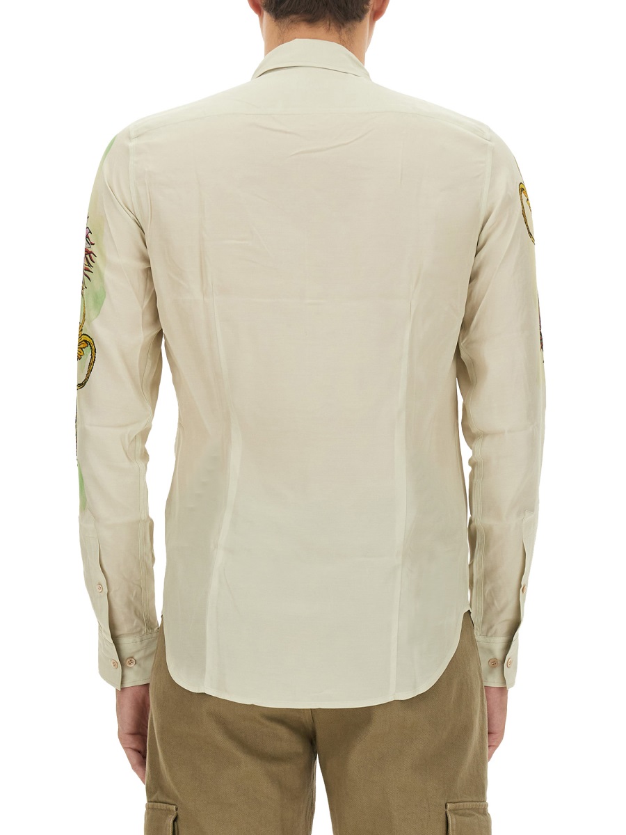 Dries van Noten Slim Fit Printed Shirt With Tailored Silhouette Geel