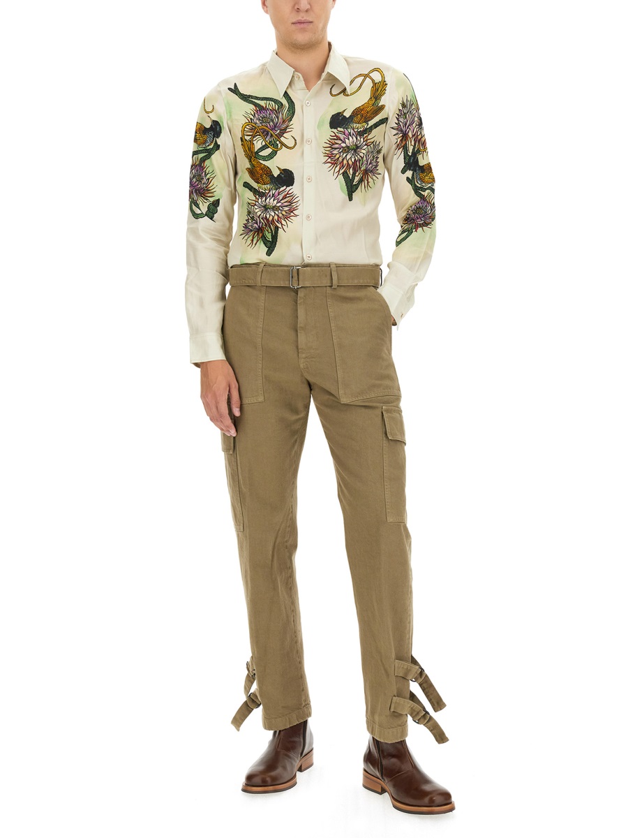 Dries van Noten Slim Fit Printed Shirt With Tailored Silhouette Geel