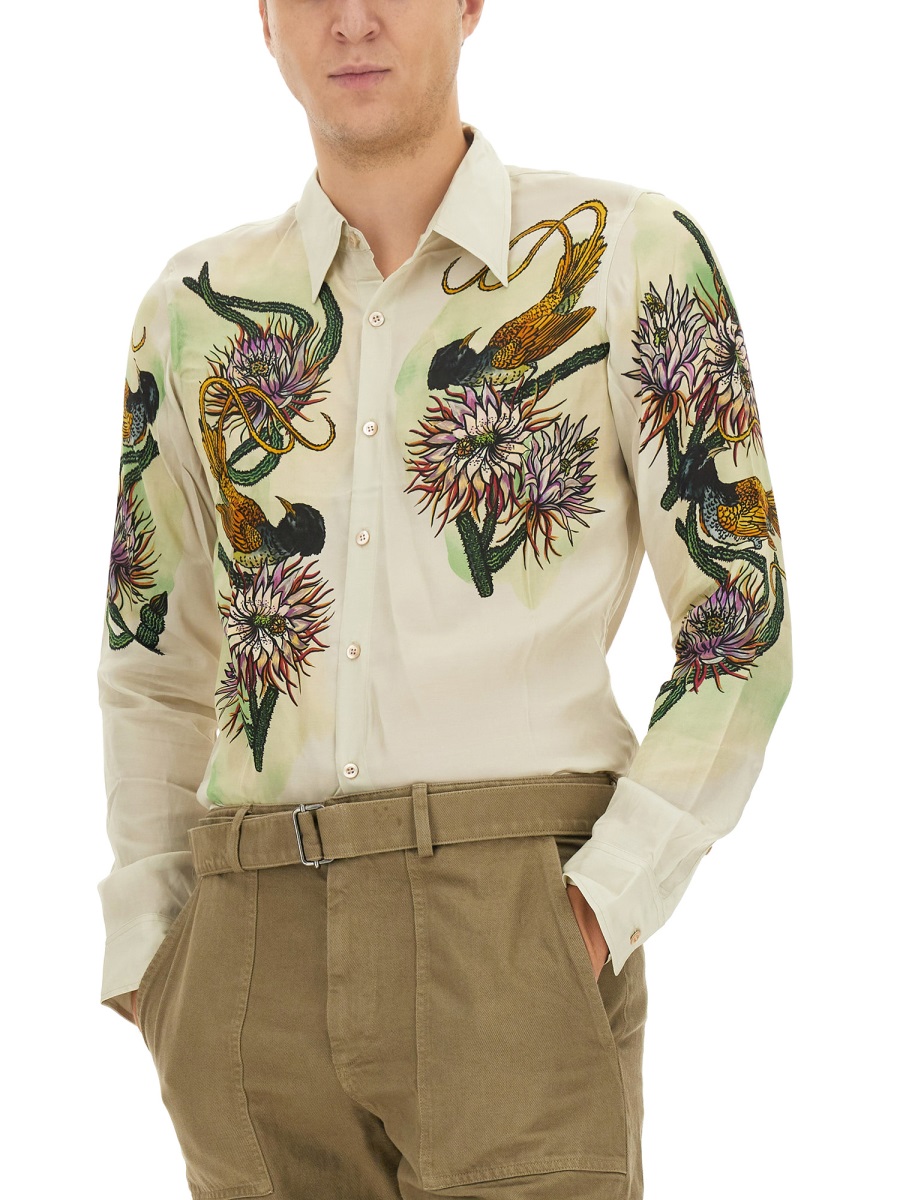 Dries van Noten Slim Fit Printed Shirt With Tailored Silhouette Geel