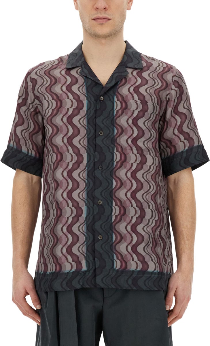 Dries van Noten Vibrant Printed Casual Shirt With Classic Collar Zwart