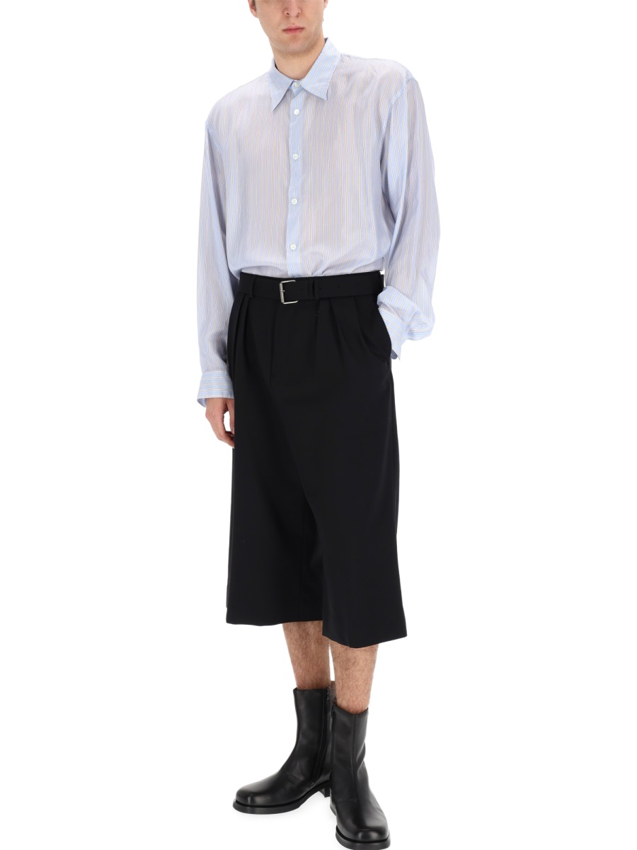 Dries van Noten Blue Croom Vertical Stripes Cupro Shirt Wit