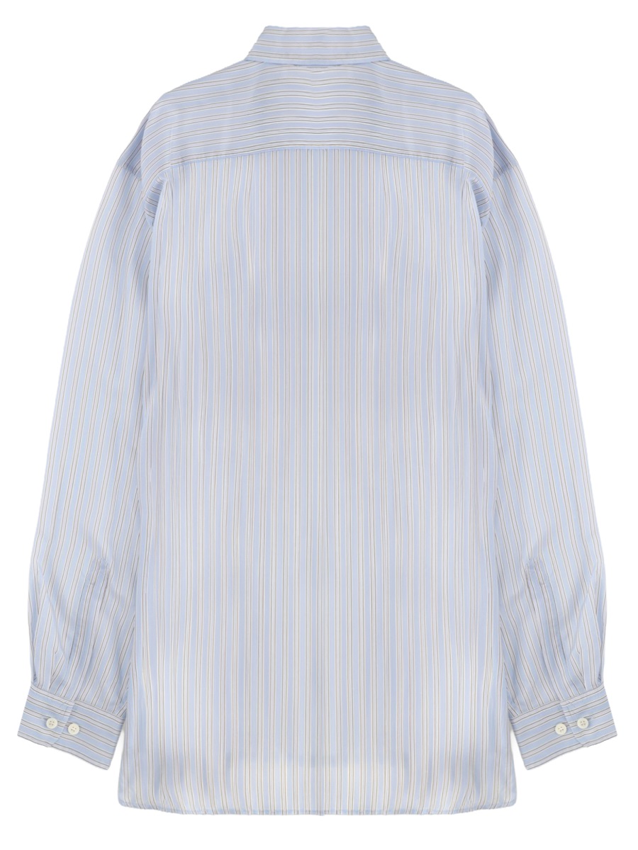 Dries van Noten Blue Croom Vertical Stripes Cupro Shirt Wit