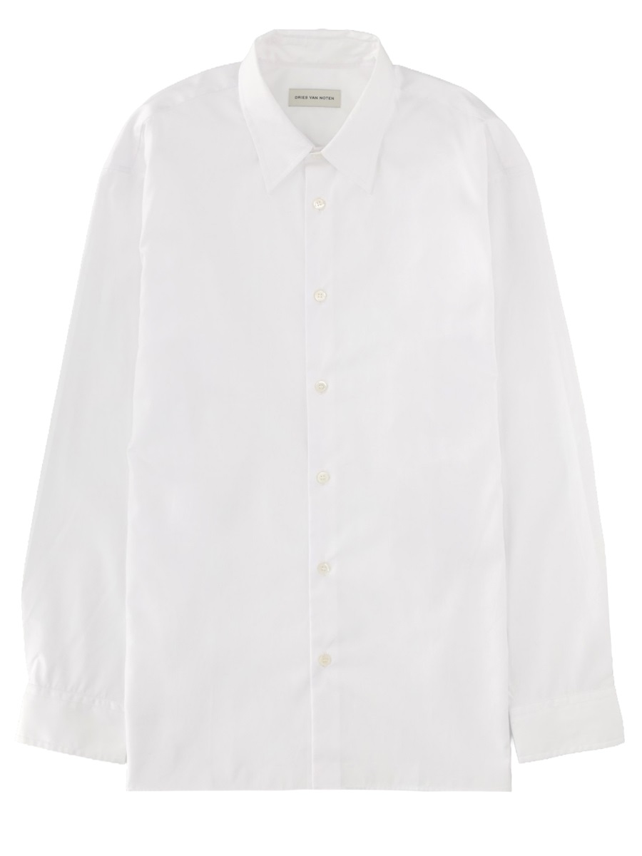 Dries van Noten White Cotton Croom Minimalist Shirt Wit