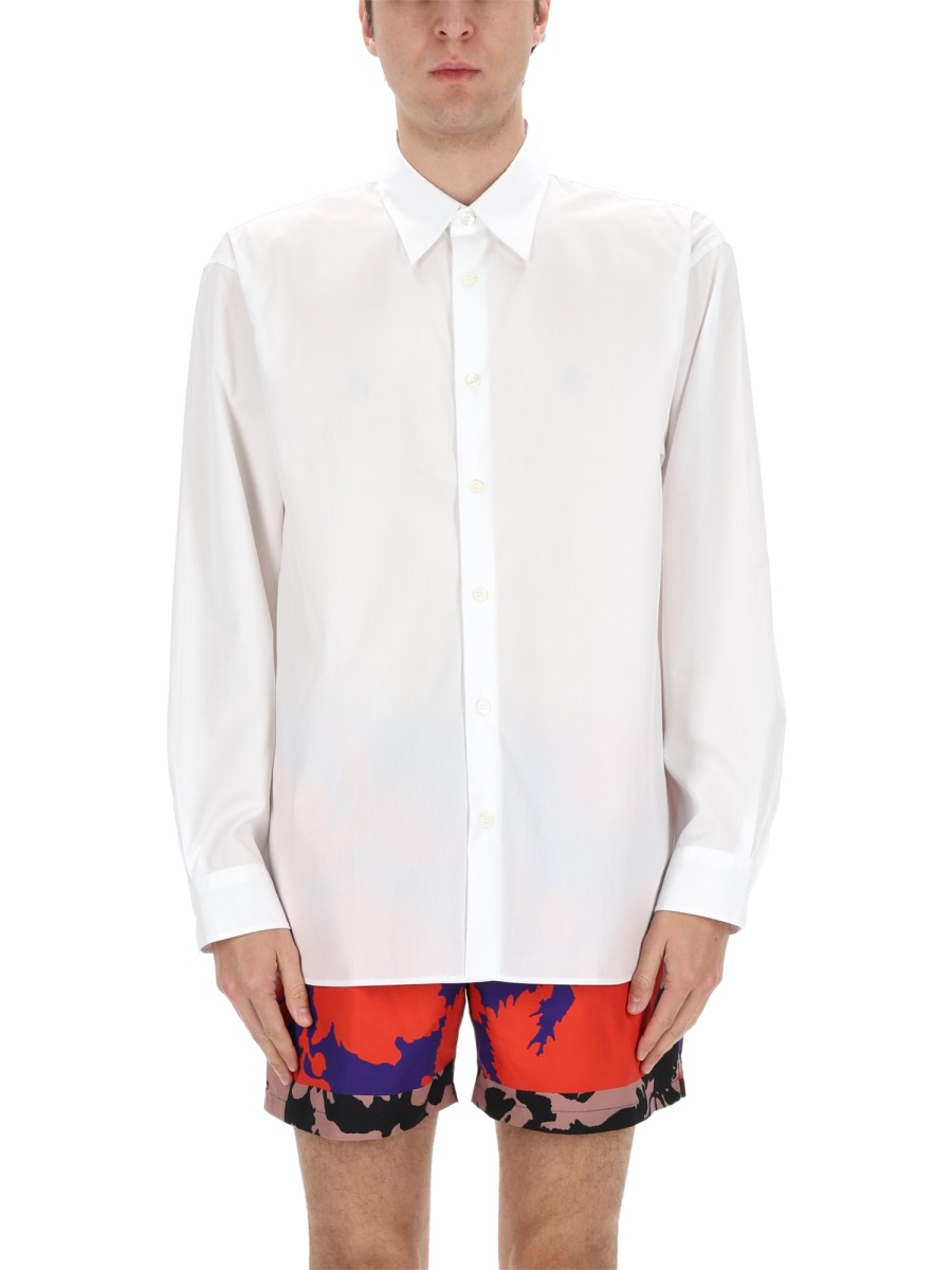 Dries van Noten White Cotton Croom Minimalist Shirt Wit