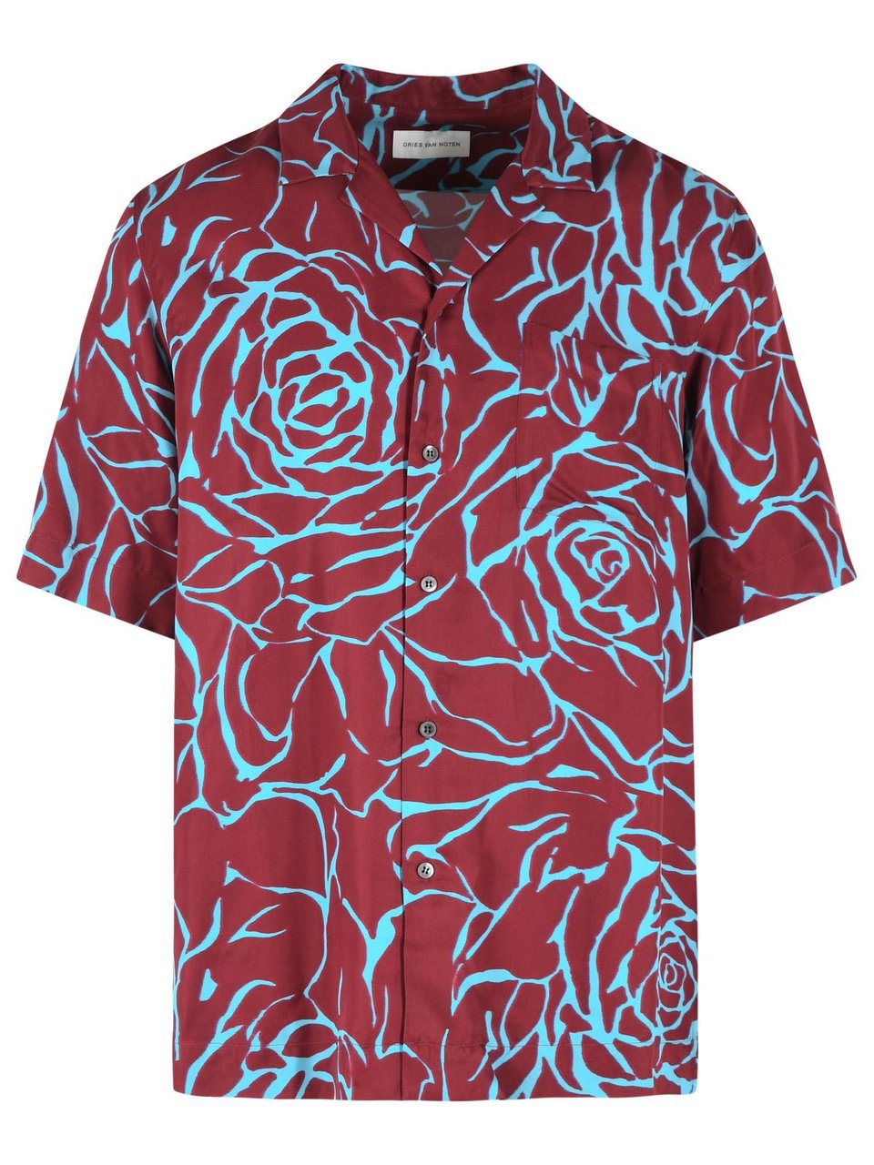 Dries van Noten 'Carltone' Burgundy And Light Blue Viscose Shirt Maroon