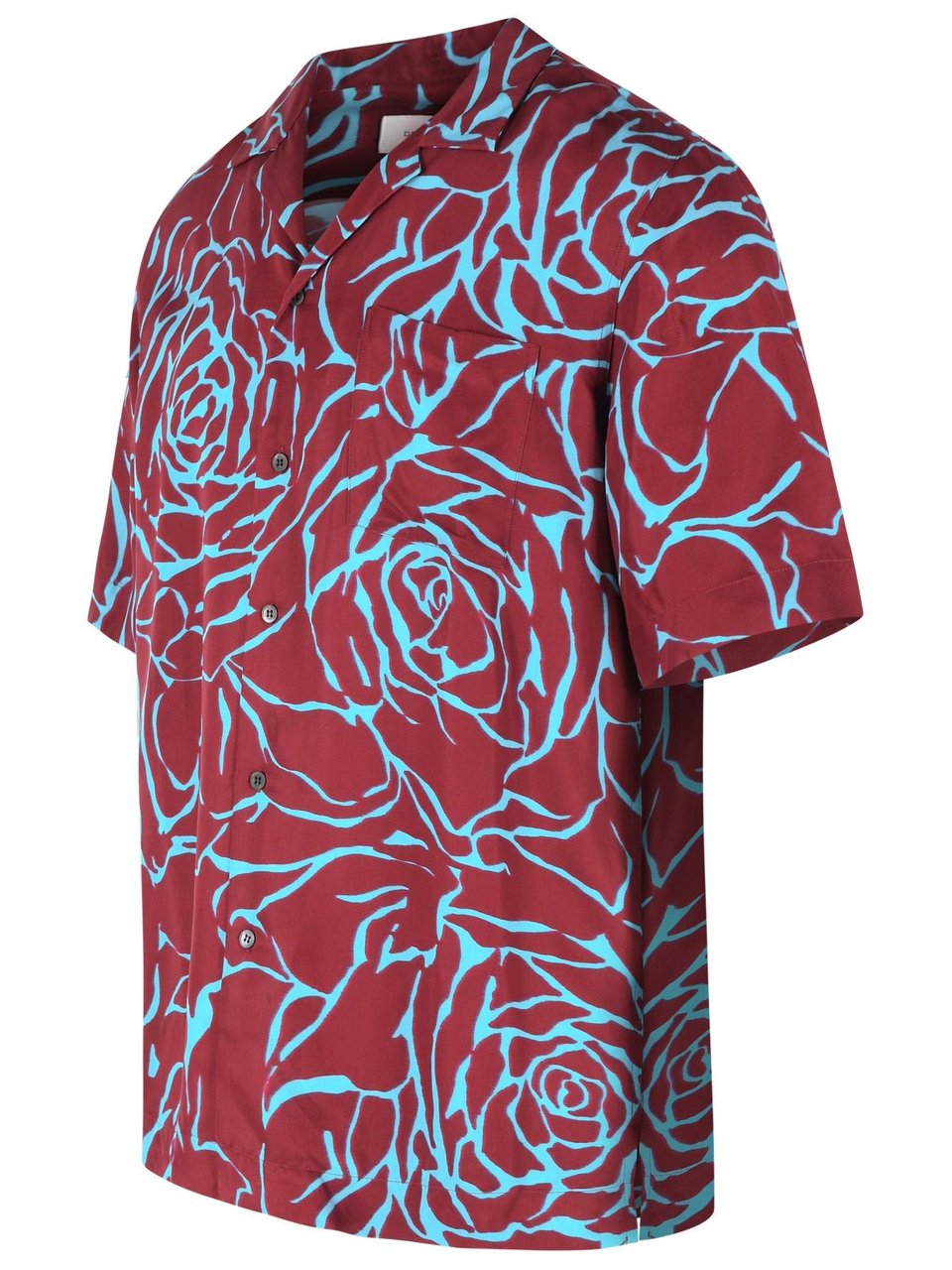 Dries van Noten 'Carltone' Burgundy And Light Blue Viscose Shirt Maroon