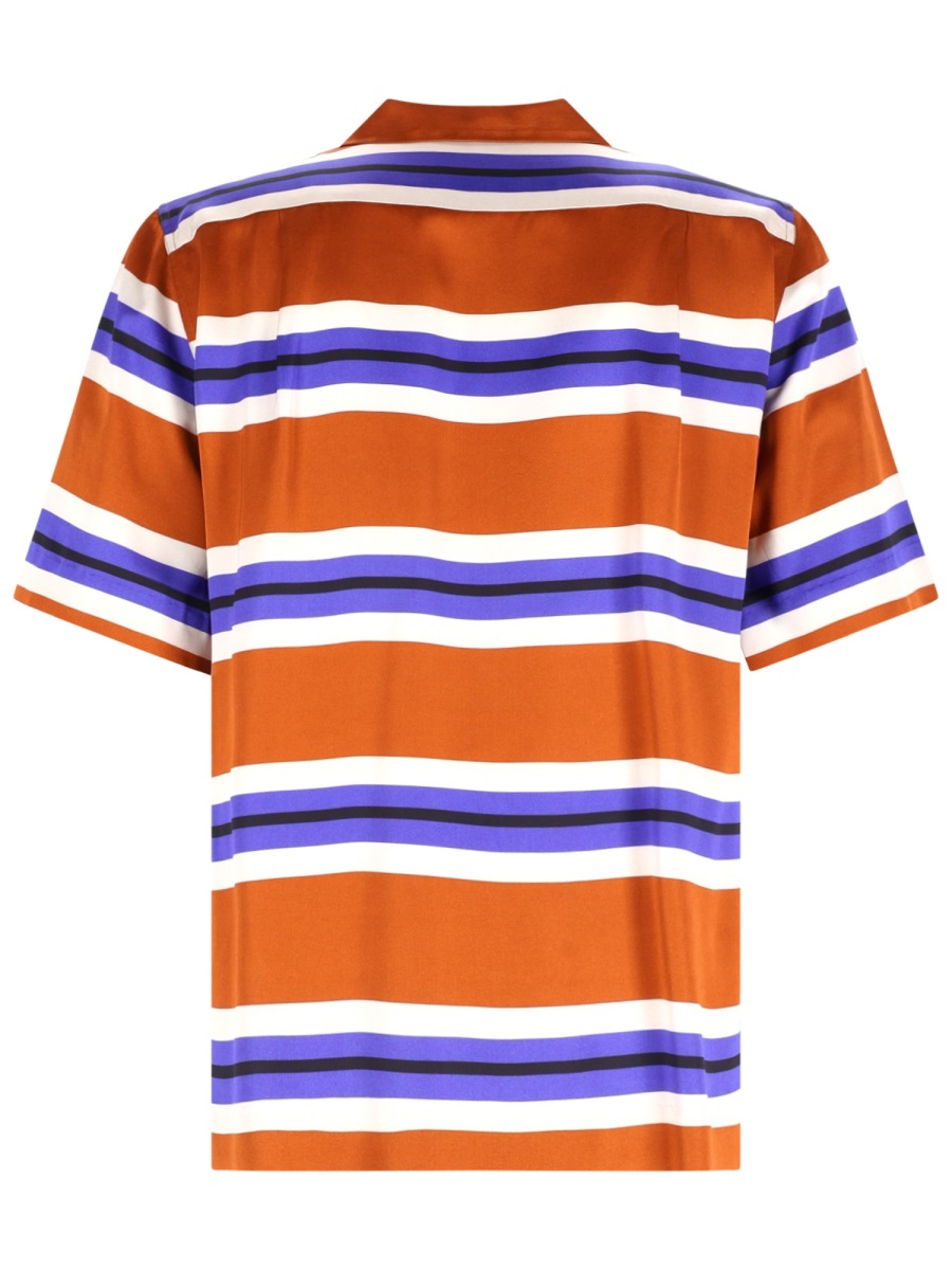 Dries van Noten Carltone Viscose Horizontal Stripes Shirt Oranje