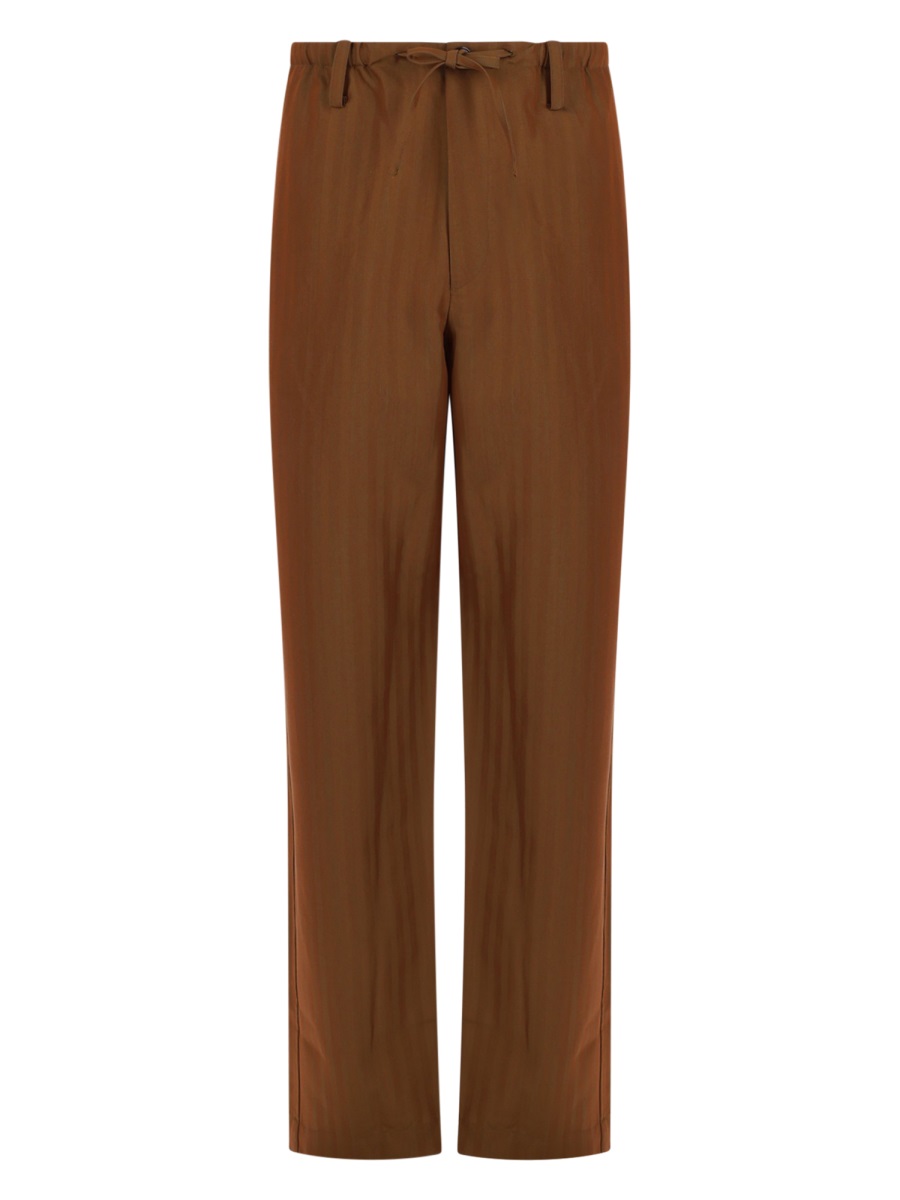 Dries van Noten Penny Long Vertical Lines Straight Pants Rood