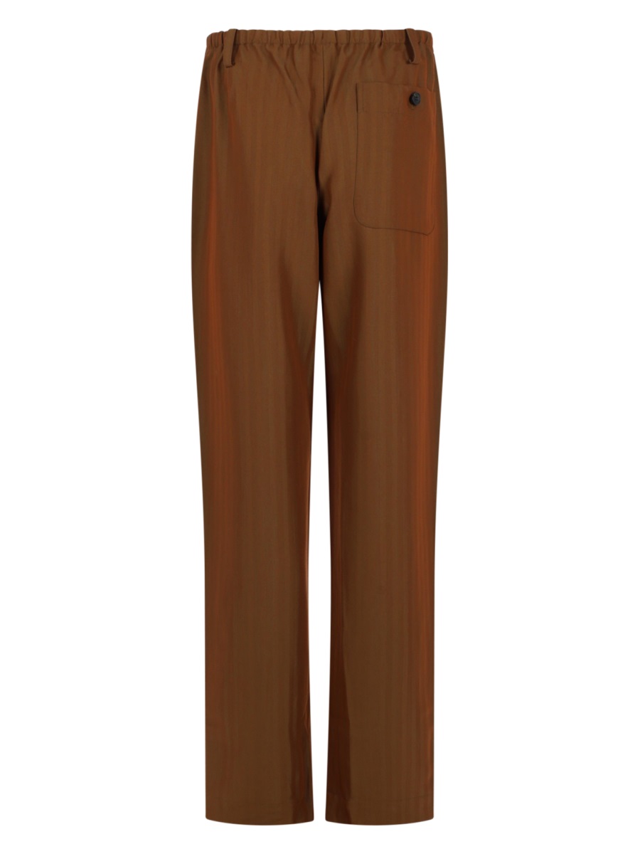 Dries van Noten Penny Long Vertical Lines Straight Pants Rood
