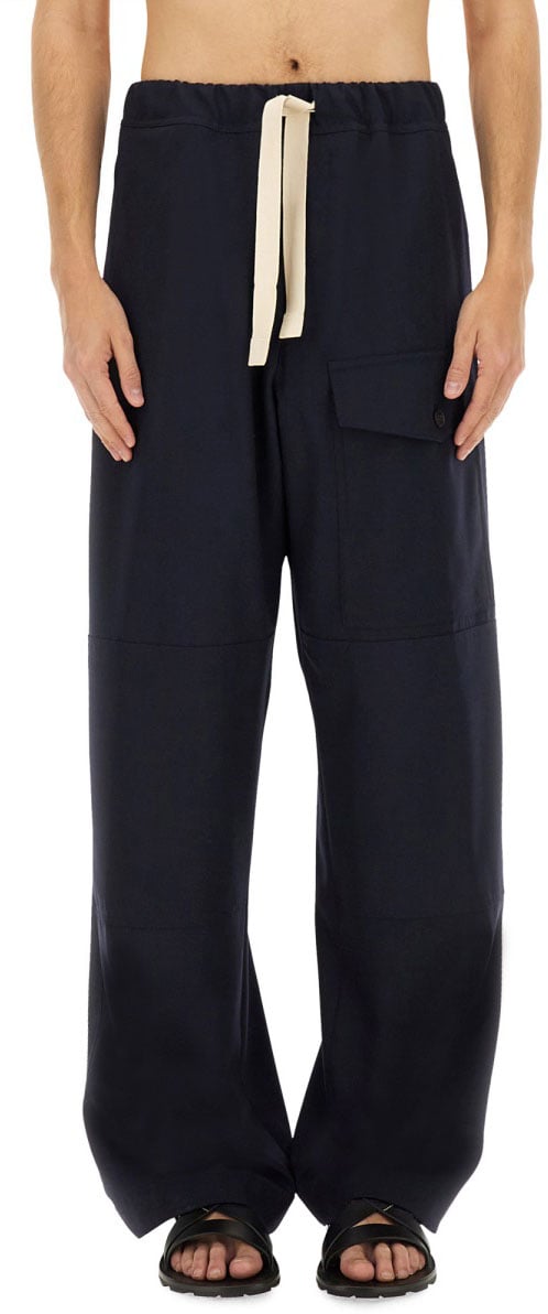 Dries van Noten Straight Leg Cotton Pants With Clean Design Zwart