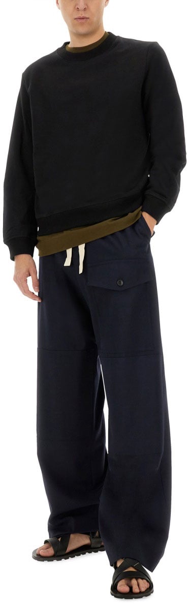 Dries van Noten Straight Leg Cotton Pants With Clean Design Zwart