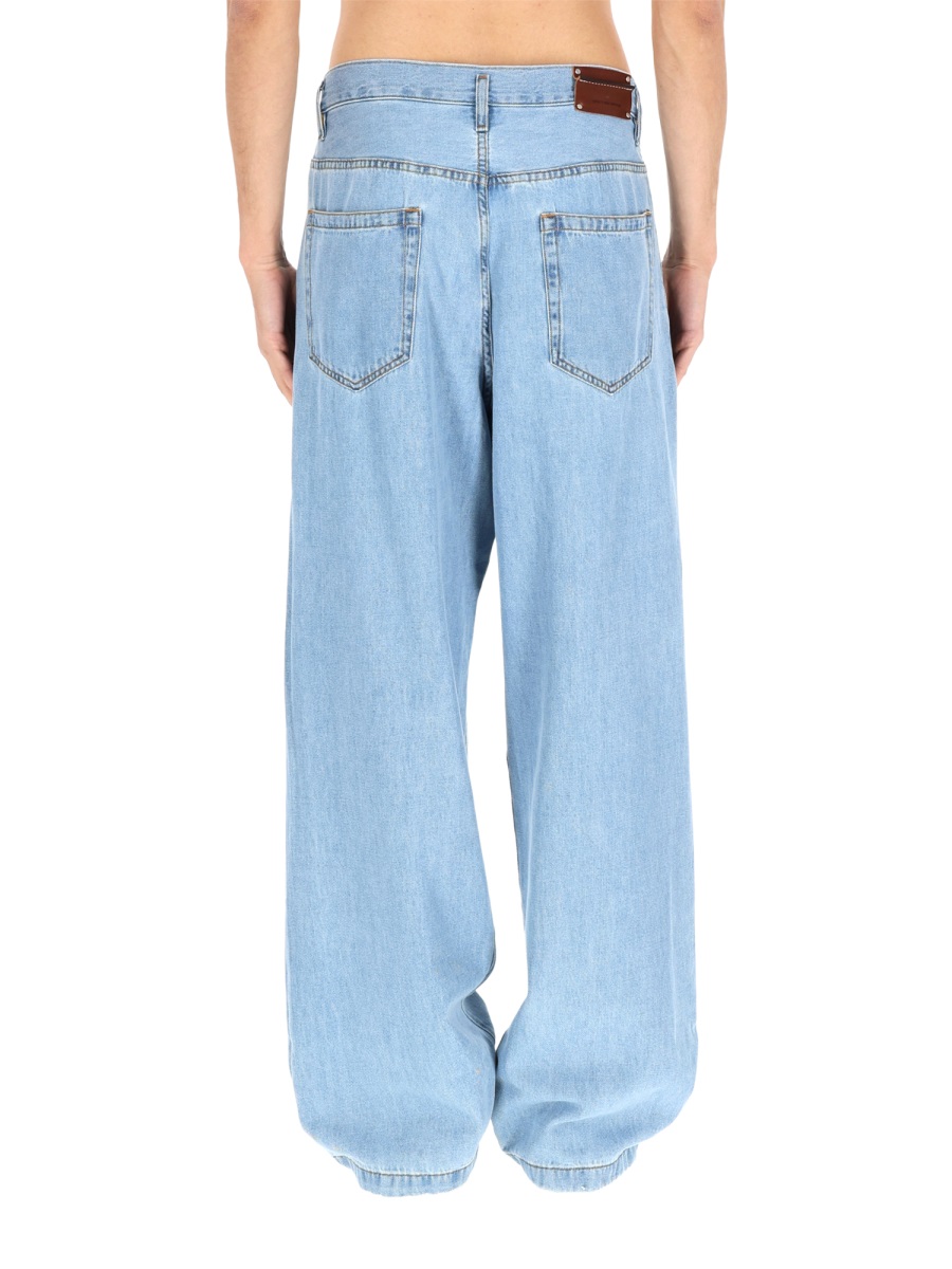 Dries van Noten Light Blue Penning Loose Pleated Jeans Blauw