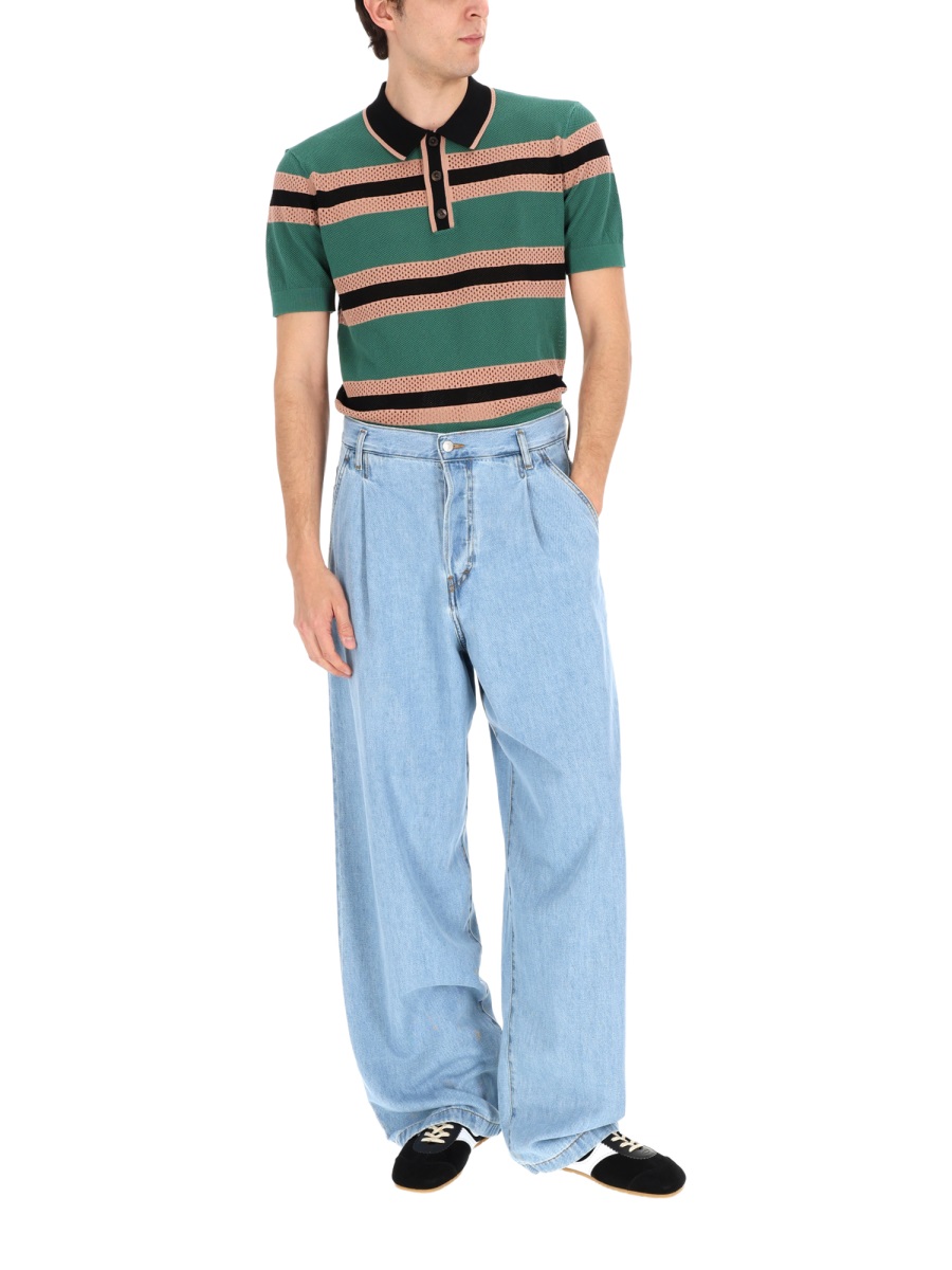 Dries van Noten Light Blue Penning Loose Pleated Jeans Blauw