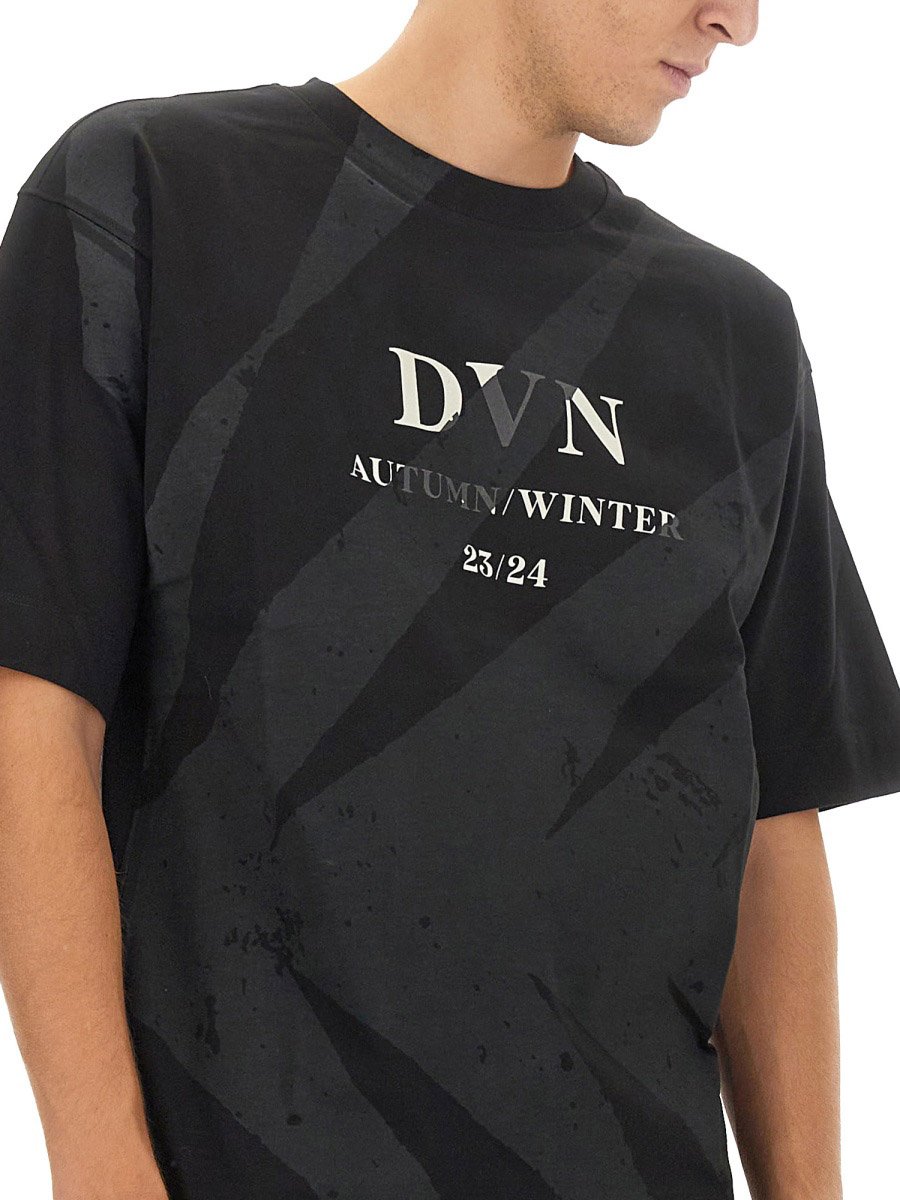 Dries van Noten Cotton T-Shirt With Signature Logo Detail Zwart