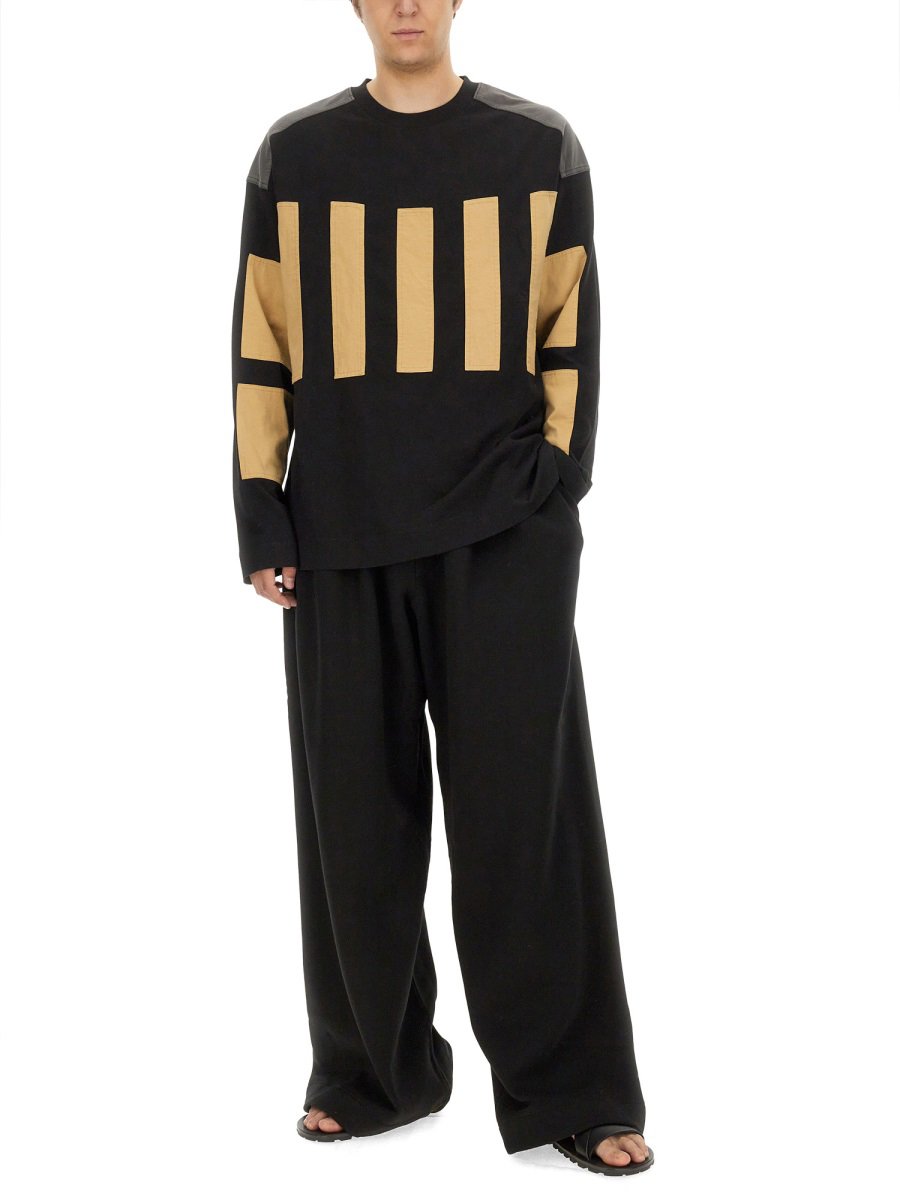 Dries van Noten Relaxed Fit Cotton Sweatshirt With Ribbed Details Zwart