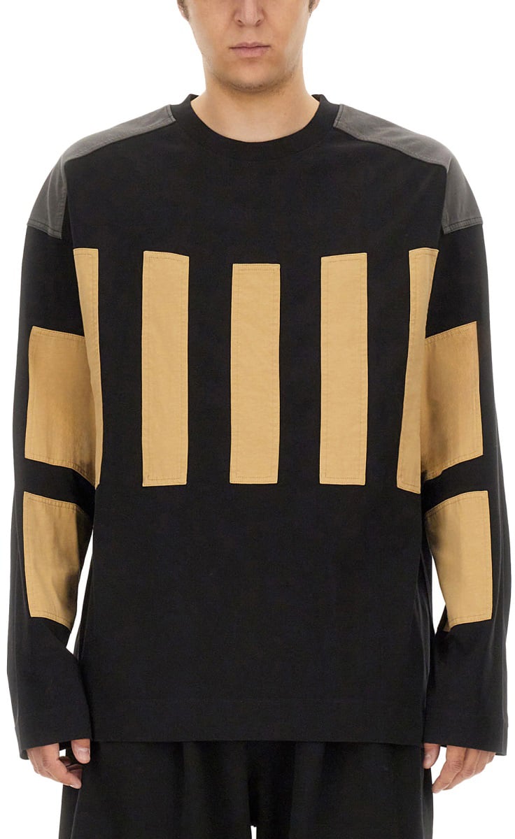 Dries van Noten Relaxed Fit Cotton Sweatshirt With Ribbed Details Zwart