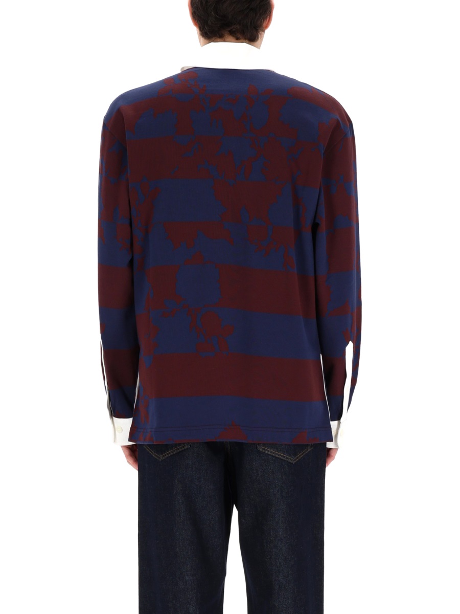 Dries van Noten Hucho Broad Stripes Cotton Polo Shirt Zwart