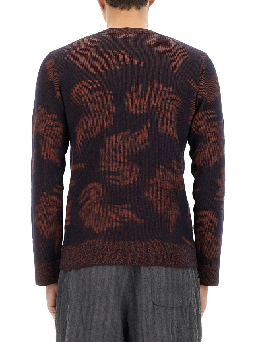 Dries van Noten Textured Jacquard Knit Sweater With Classic Fit Zwart