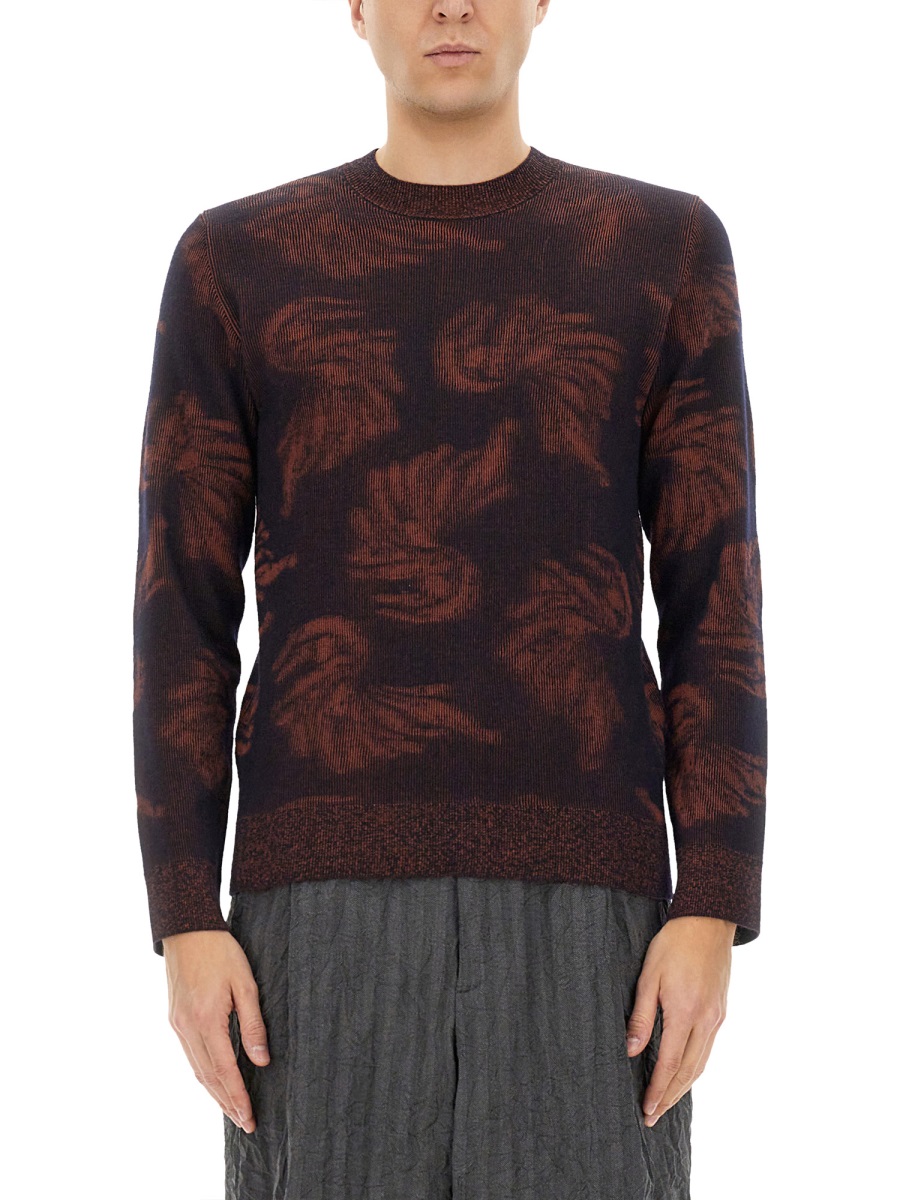Dries van Noten Textured Jacquard Knit Sweater With Classic Fit Zwart