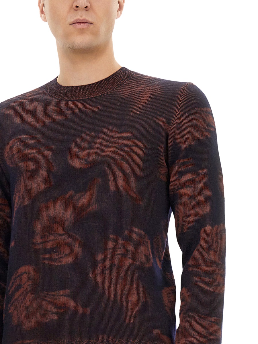 Dries van Noten Textured Jacquard Knit Sweater With Classic Fit Zwart
